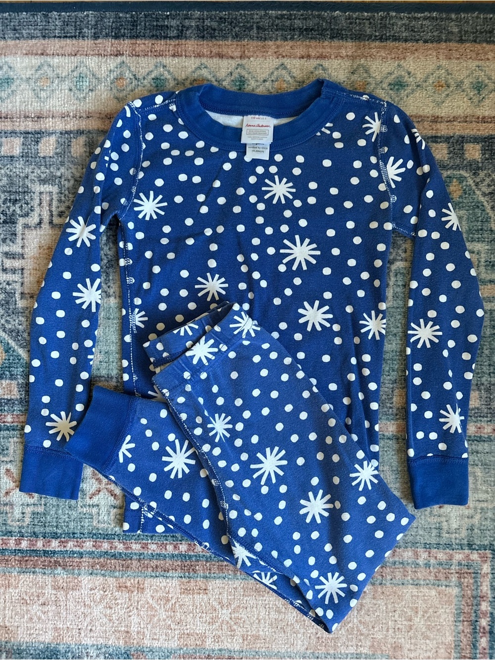 Hanna Andersson Blue Snowflake Pajamas Size 5 110 Organic Cotton